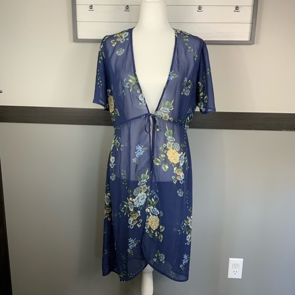 janetchung Sweaters - JANETCHUNG tie front long cardigan floral print